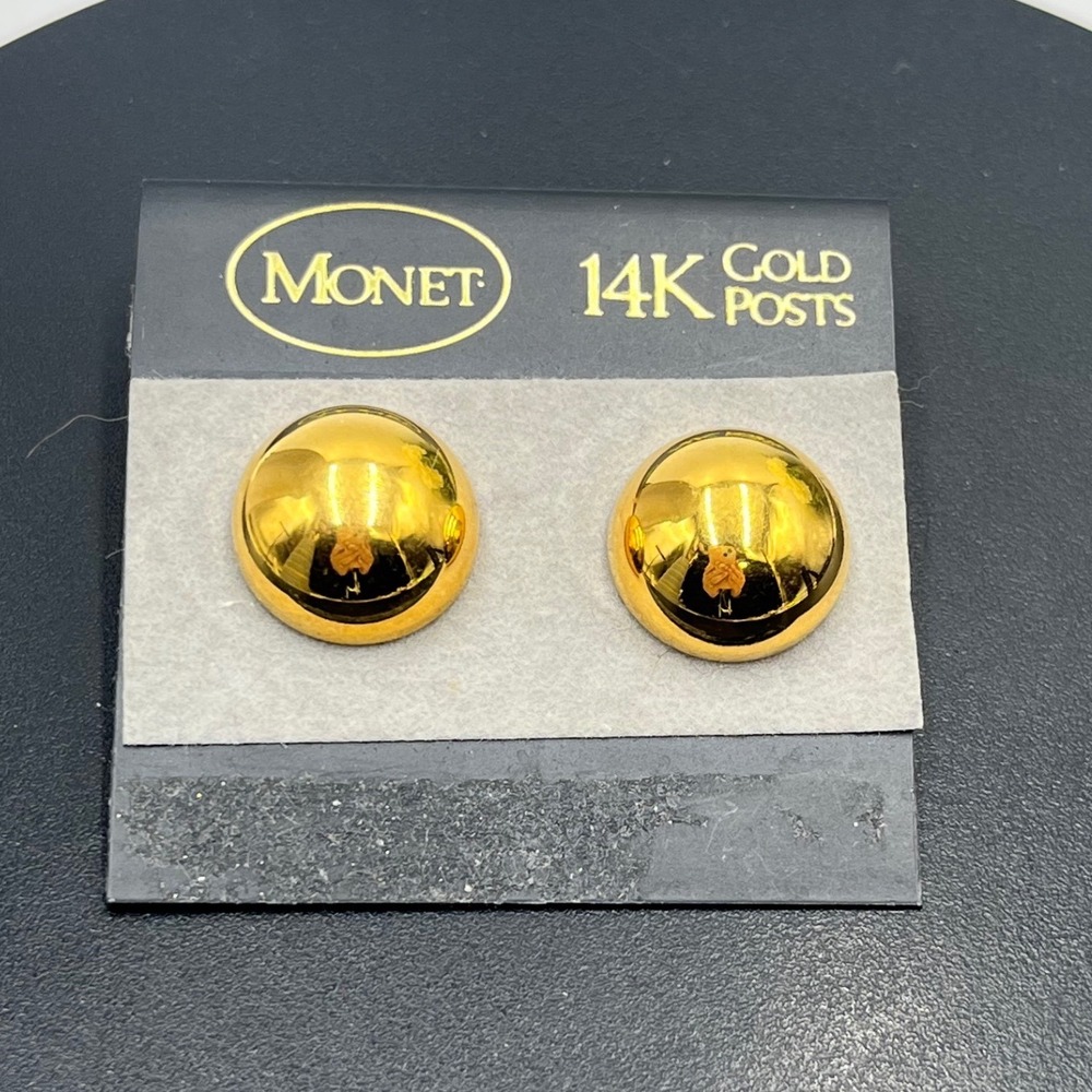 Monet Vintage Deadstock Gold Tone Dome 14k‎ Post Earrings